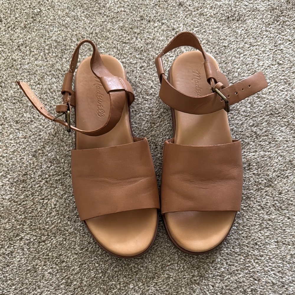 Madewell Tan Leather Sandals with Ankle Strap